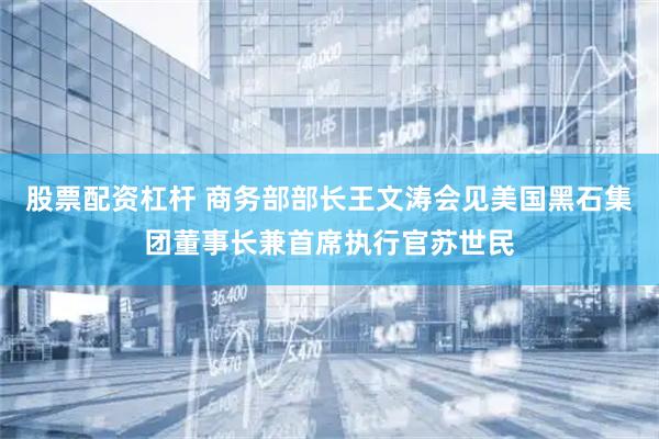 股票配资杠杆 商务部部长王文涛会见美国黑石集团董事长兼首席执行官苏世民